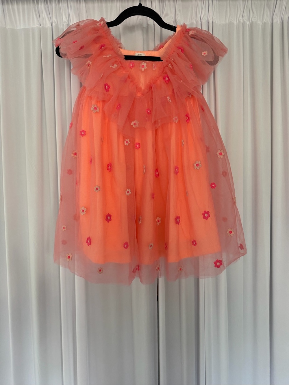 next Coral Pink Floral Tulle Dress